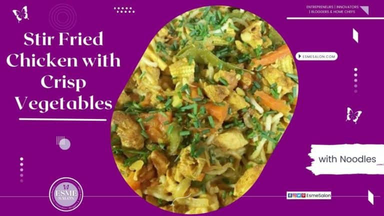 An image of a bowl of Stir Fried Chicken with Crisp Vegetables with Noodles