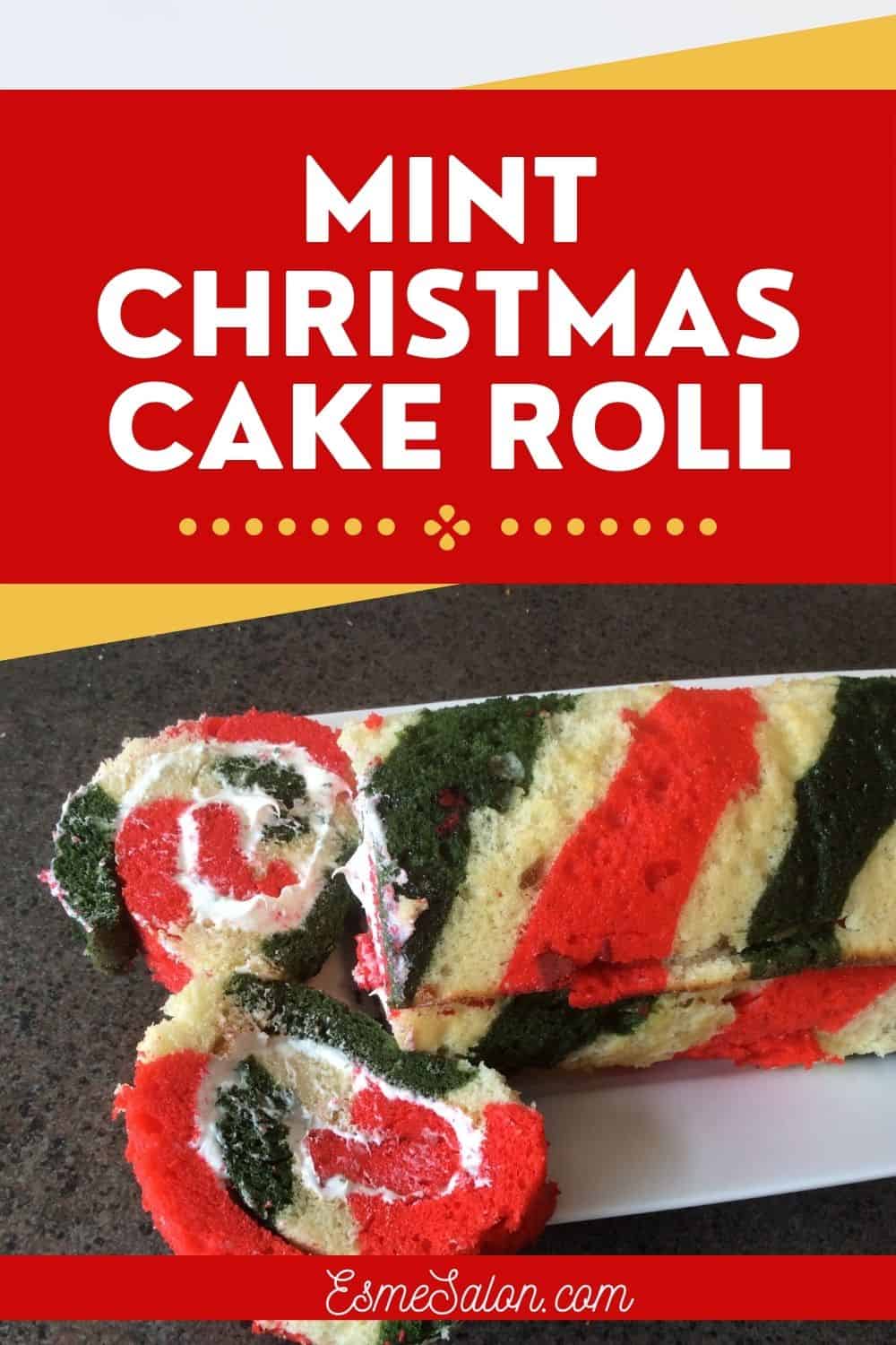 Colorful and Mint flavored Christmas Cake Roll
