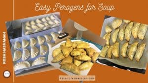 Perogens on a white serving tray as well as on baking tray