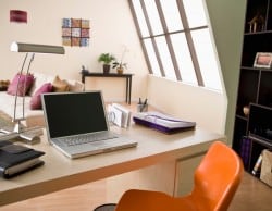 Inside of home office with desk