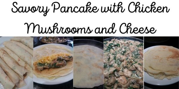 Savory pancakes with chicken, mushrooms and cheese filling