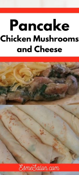 Savory pancakes with chicken, mushrooms and cheese filling