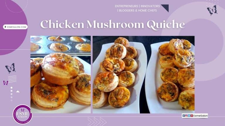 Image of small single serving Chicken Mushroom Quiche Butter Pastry