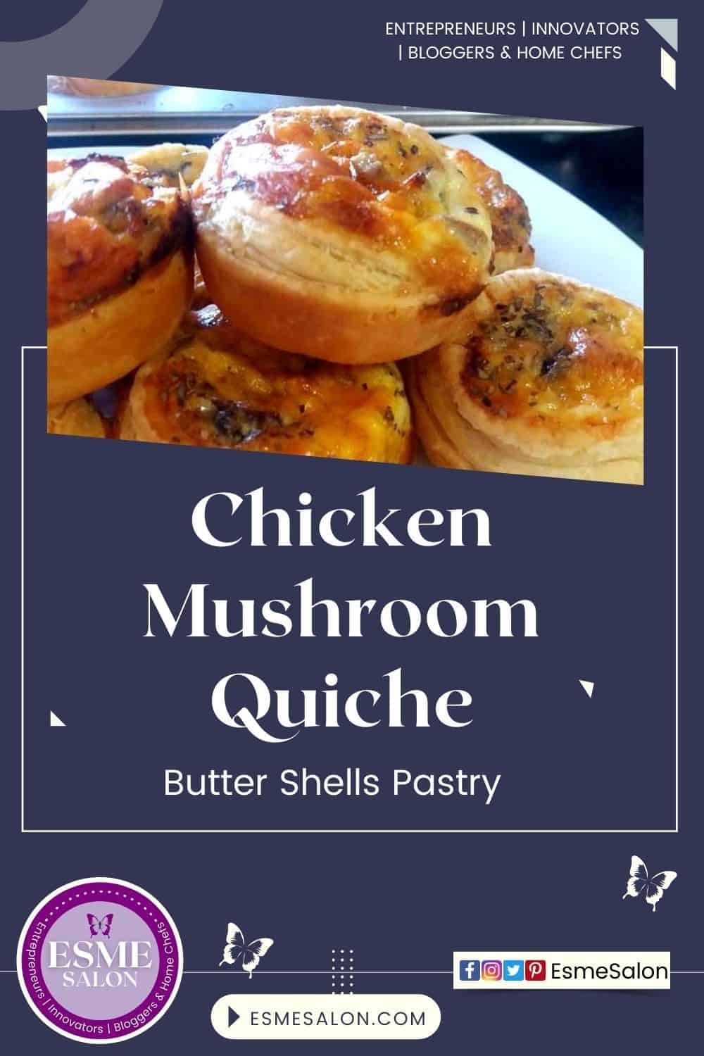 Image of small single serving Chicken Mushroom Quiche Butter Pastry