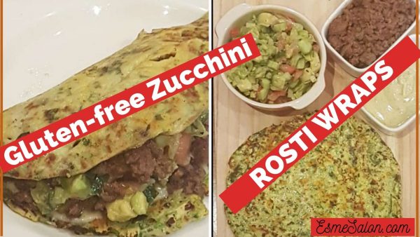 Zucchini Rosti Wraps with a fresh salad on the side