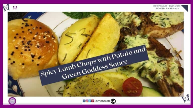 an image of Spicy Lamb Chops with Potato and Green Goddess Sauce