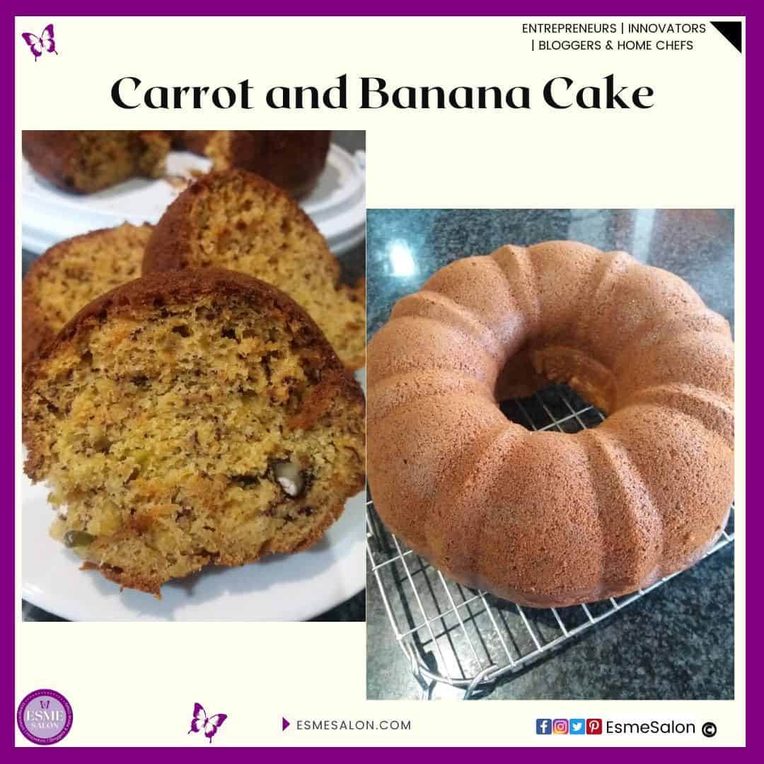 an image of a sliced and Bundt Carrot and Banana Cake