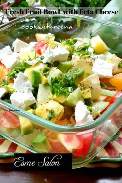 Bowl with Fresh fruit with Feta Cheese