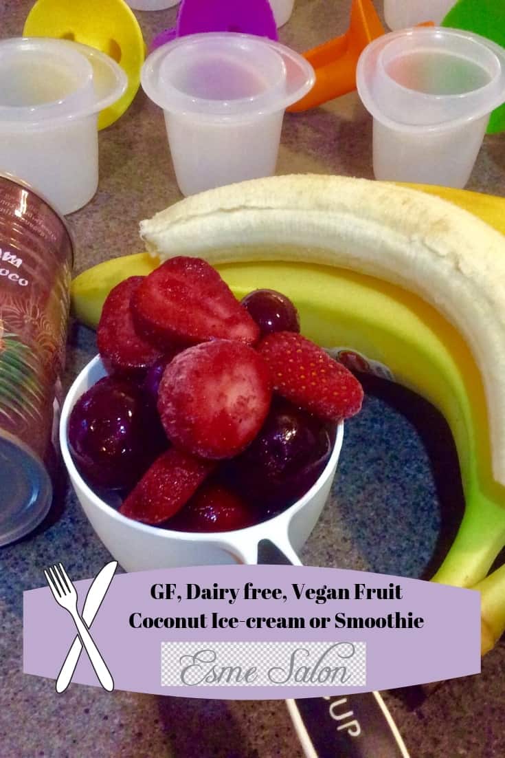 Banana, Coconut Milk, Strawberries and Cherries