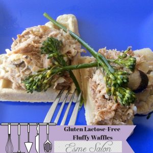 Waffles with pulled pork and Broccolini