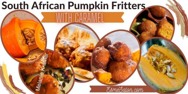 Pumpkin fritters with caramel sauce and cream