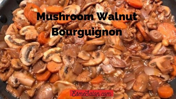 Mushroom Walnut Bourguignon with Cauliflower Mash