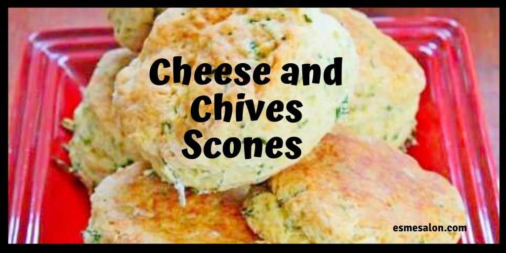 Cheese and Chives Scones served on a red platter