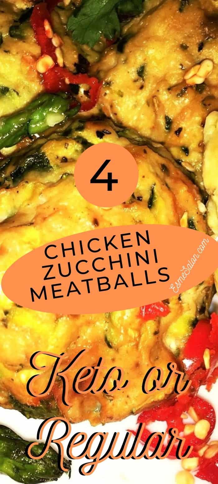 Chicken and Zucchini Keto Meatballs served with baked asparagus