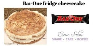 Bar One fridge cheesecake with a Bar One alongside it