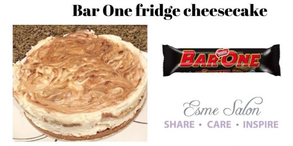 Bar One fridge cheesecake with a Bar One alongside it
