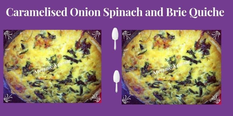 Caramelised Onion Spinach and Brie quiche