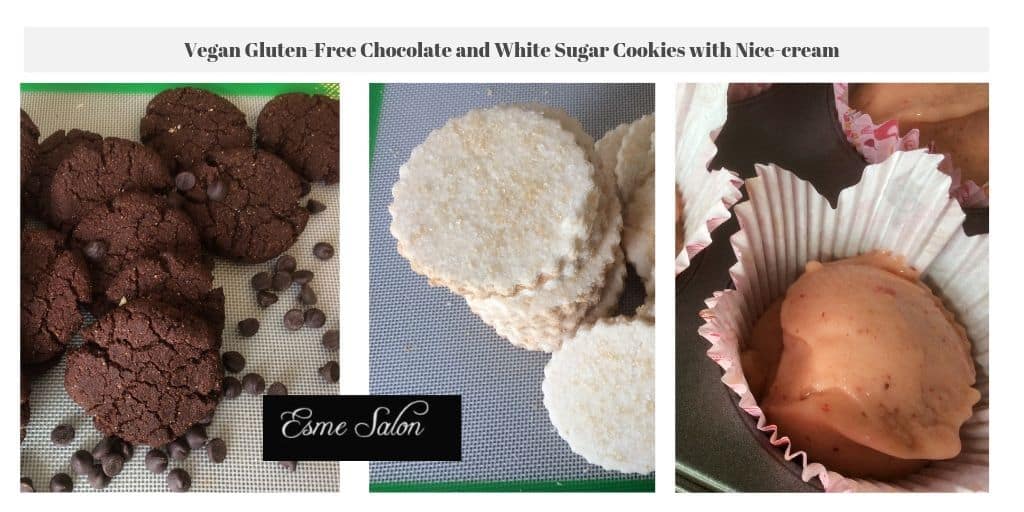 Vegan Gluten-Free Chocolate and White Sugar Cookies with Nice-creams