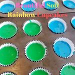 Soft Rainbow Cupcake dough in cupcake holders ready for baking