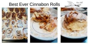 Cinnabon Rolls topped with cream cheese frosting