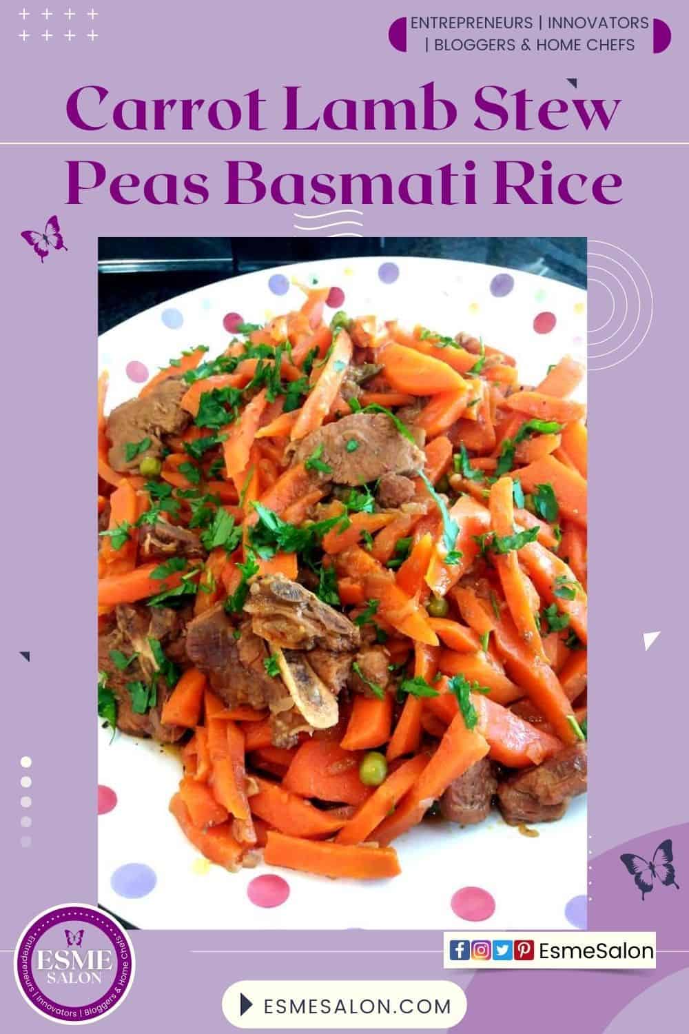 Carrot Lamb Stew with Peas on Basmati Rice