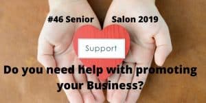 #46 Senior Salon 2019 Two hands hold a read heart with the words Support