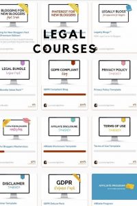 Screenshot of multiple legal courses for blogging