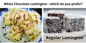 Cubes of White Chocolate Lamington