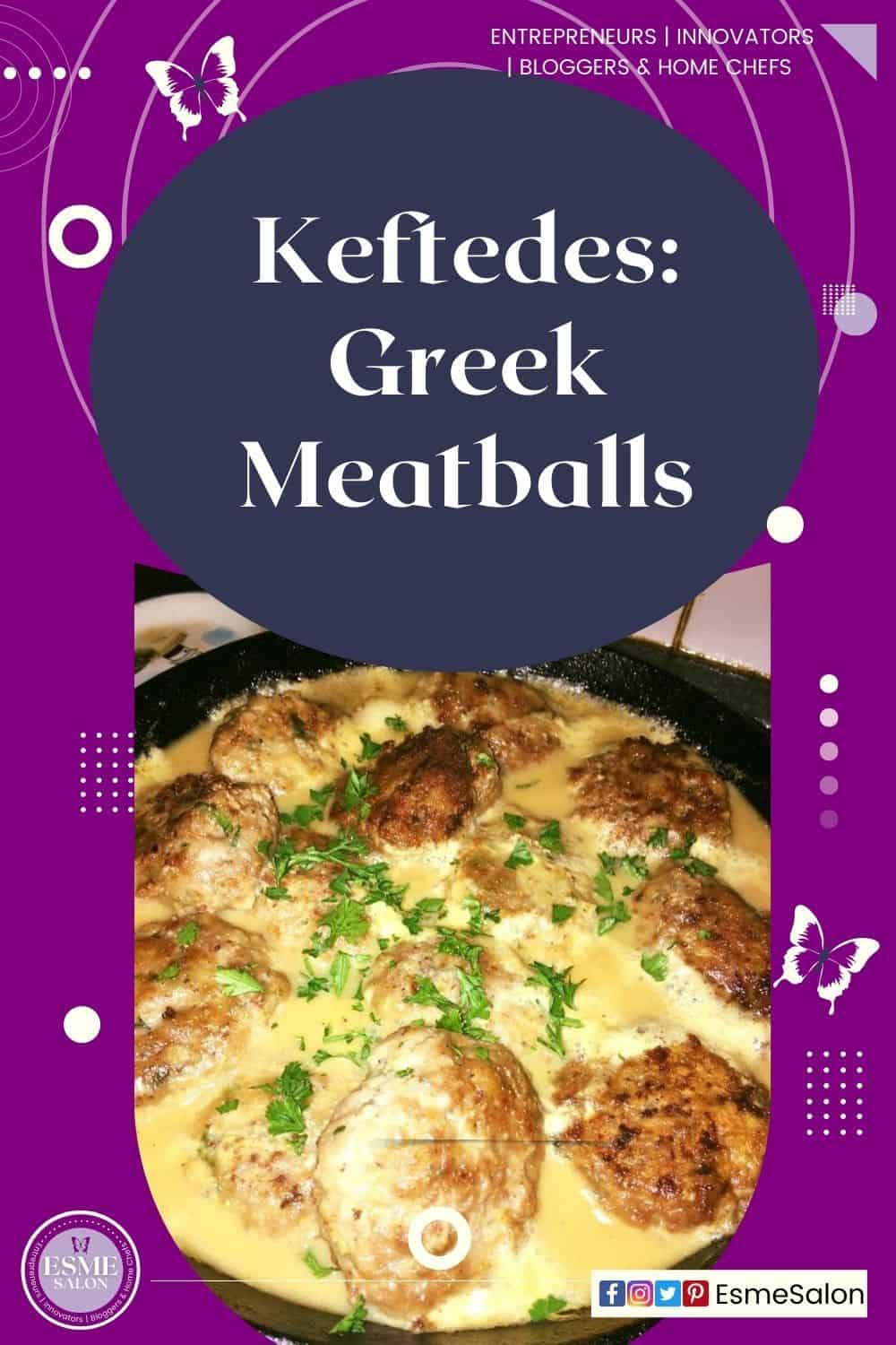 an image of Greek Meatballs with lemony sauce