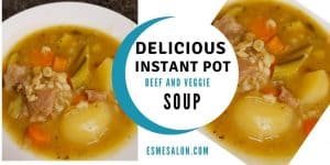 Soup made in the Insta pot with zucchini and stewing beef, 4-1 mix soup mix