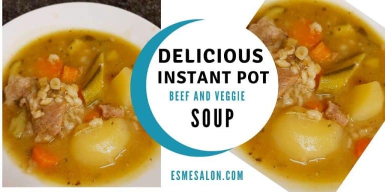 Soup made in the Insta pot with zucchini and stewing beef, 4-1 mix soup mix