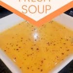 Butternut Pumpkin and Sweet Potato Soup in a white square plate