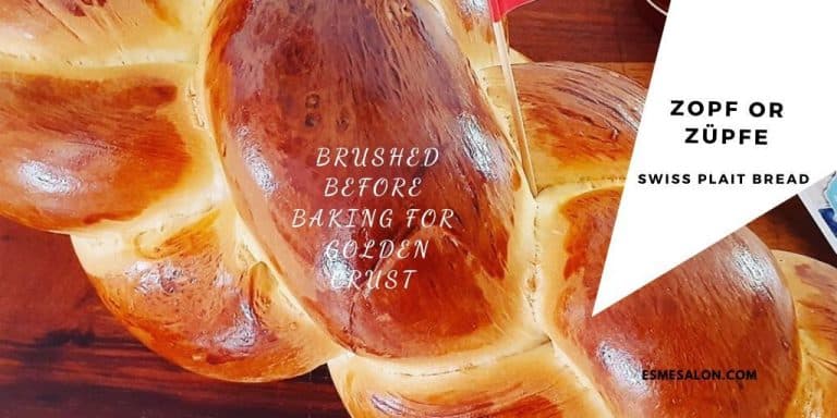Zopf plait Swiss Bread with Swedish flag on a wooden pin stuck in the bread