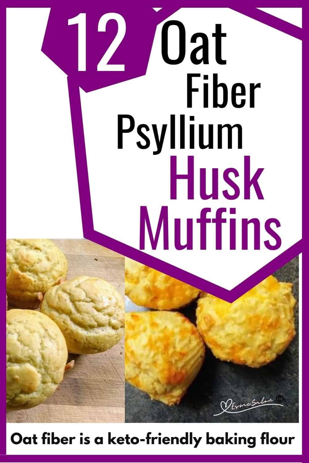 an image of plain and cheesy Oat FIber Psyllium Husk Muffins Keto-friendly