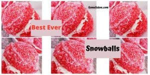 Red snowball cookies, two of them pasted together with a white cream filling