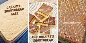 Millionaire’s shortbread with chocolate and white chocolate drizzle