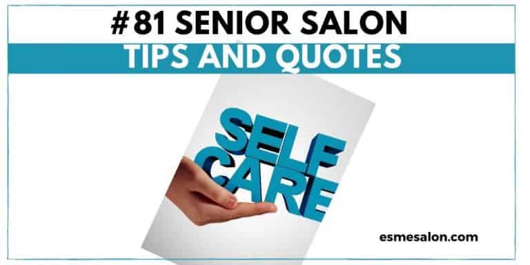 A white book with blue written self care held in the palm of a hand