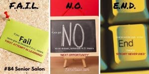 Black chalk board with big in white NO - meaning next opportunity