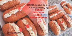 Fresh Cream Donut with white cream filling and with cherries