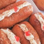 Fresh Cream Donut with white cream filling and with cherries