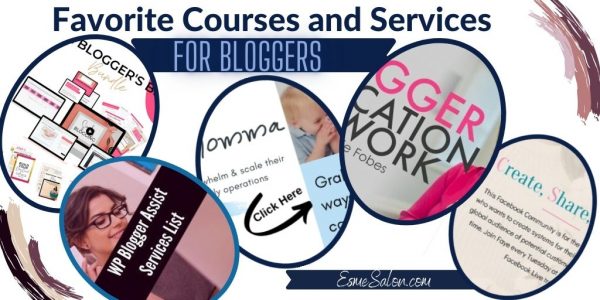 5 ovals showcasing 5 bloggers part of the courses and services I promote on my blog