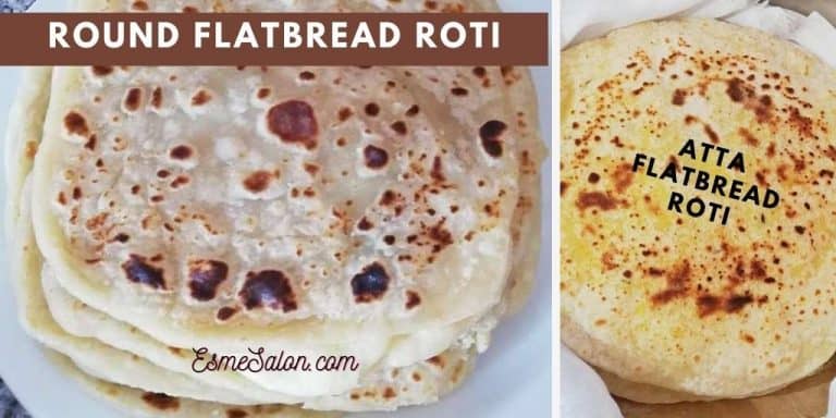 4 roti a flatbread stacked on a white side plate