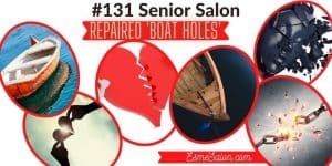 a red boat on the seawater, a broker heart held between two fingers