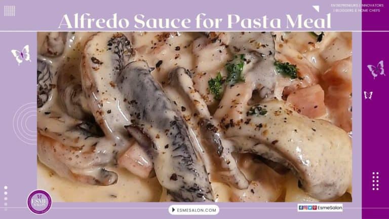 An image of a plate filled with Alfredo Sauce and Pasta Meal
