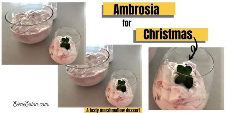yogurt and cream and Marshmallows dessert in glass bowl and serving dish