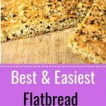 Sliced flax flatbread topped with sesame and poppy seeds
