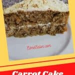 sliced carrot cake with pecan nuts and cream topping