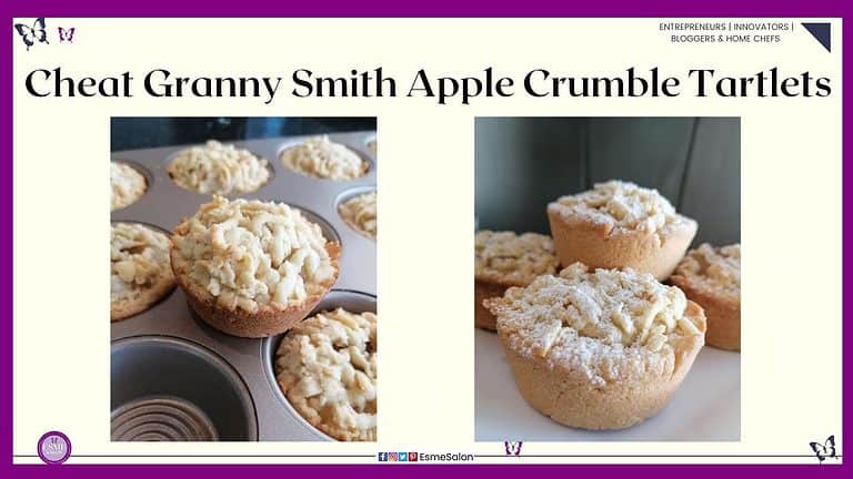 an image of small Apple Crumble Tartlets sitting on a baking tray