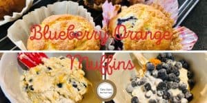 Blueberry Orange Muffins in paper cupcake holders on cooling rack