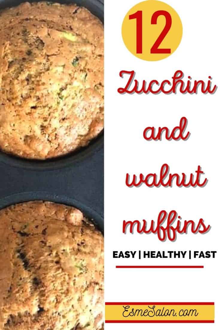 Zucchini walnut muffins in black baking tray